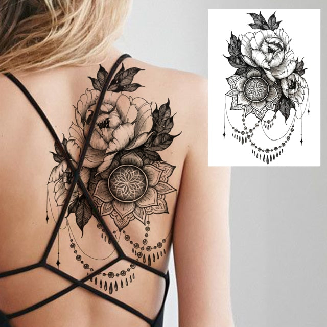 Realistic Rose Flower Sexy Boobs Temporary Tattoos For Women Adult