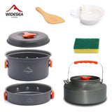 Widesea Camping Tableware Outdoor Cookware Set Pots Tourist Dishes Bowler Kitchen Equipment Gear Utensils Hiking Picnic Travel